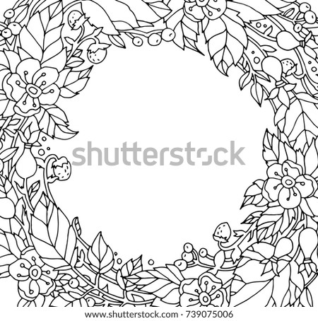 Forest Flowers Wild Berries Fruits Leaves Save The Date Vector Artwork