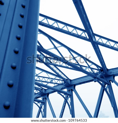 Support above the bridge, steel structure close-up.