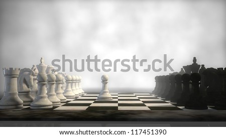 chess board in fog
