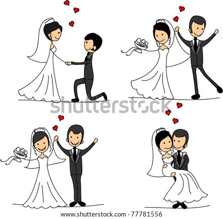 Set Cartoon Bride Groom stockvektor 77781556 – Shutterstock