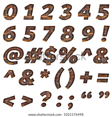 Rustic Rough Wood Style Basic Bold Font Full Numbers Signs And Symbols Set In A Rustic Rough Wood Style Basic Bold Font Full Numbers Signs And Symbols Set In A