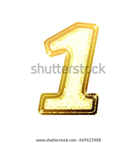 Gold Glitter Alphabet Number 1 Ideal Stock Vector 597091763 - Shutterstock