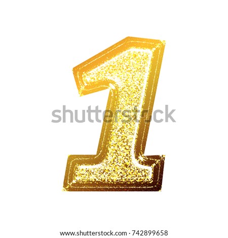 Gold Glitter Alphabet Number 1 Ideal Stock Vector 597091763 - Shutterstock