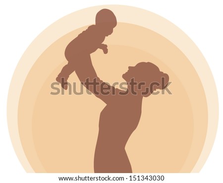 Mother holding newborn baby child symbol