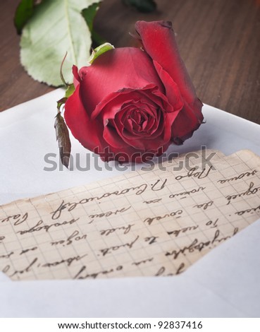 Red Rose Old Letters Antique Feather Stock Photo 131122277 - Shutterstock