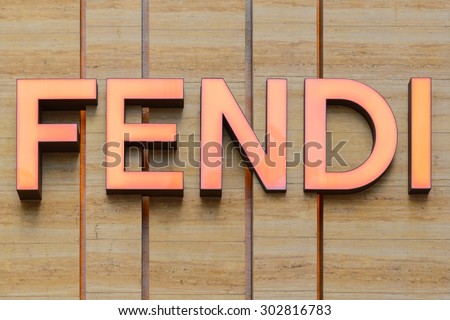 JULY 2015 - HONG KONG: the logo of the brand Fendi