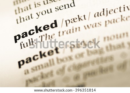 up what packed means Photo Definition 27551593 Dictionary Stock Family