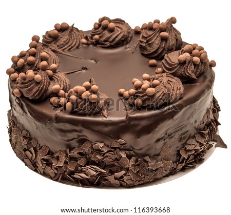 Chocolate cake isolated on white background - stock photo