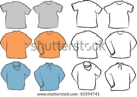 Blank Vector Shirt Templates Stock Vector 128381648 - Shutterstock