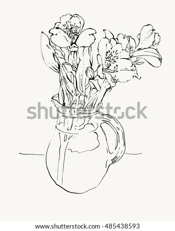 Digital Flower Painting Vase Stock-billeder royaltyfri billeder og 