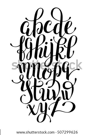 Black White Hand Lettering Alphabet Design Stock Vector 507299626 ...