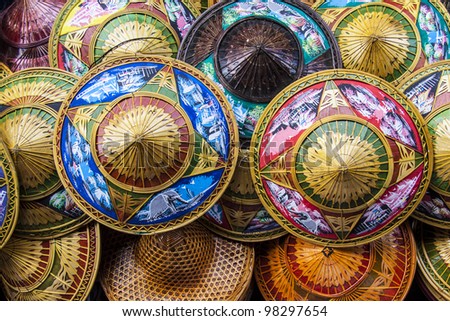 Colorful Asian conical hats.