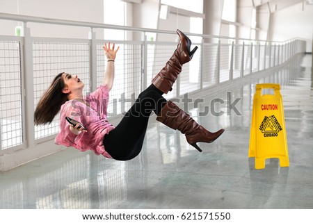 Senior Businessman Falling On Wet Floor Stock Photo 180984590 ...