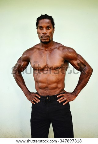 Muscular Black Man Shirtless His Chest Stock Photo 151269020 - Shutterstock