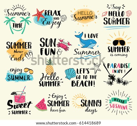 Download Summer Labels Logos Hand Drawn Tags Stock Vector 614418689 ...