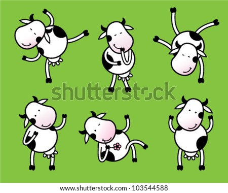 Six poses of dancing cow