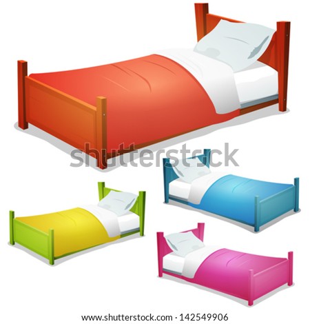 Cartoon Bed Set Illustration Set Cartoon Stock Vector 142549906