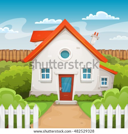 House Illustration Cartoon House Spring Summer Stock Vector 123415348 