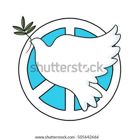 peace sign and dove holding olive branch