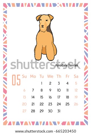 Dog Breeds Calendar Airedale Terrier May Stock Vector 665203450 ...