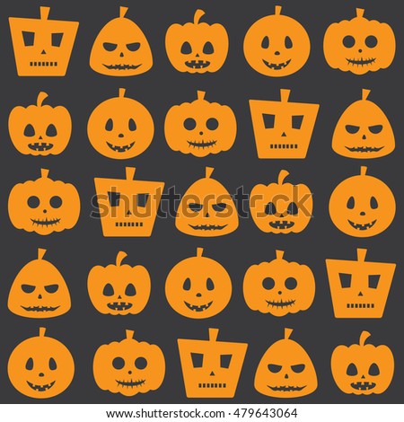 Set 25 Halloween Pumpkins Jack Olantern Stock Vector 63281230 ...