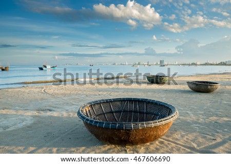 Local boat made from big basket at Danang,Vietnam