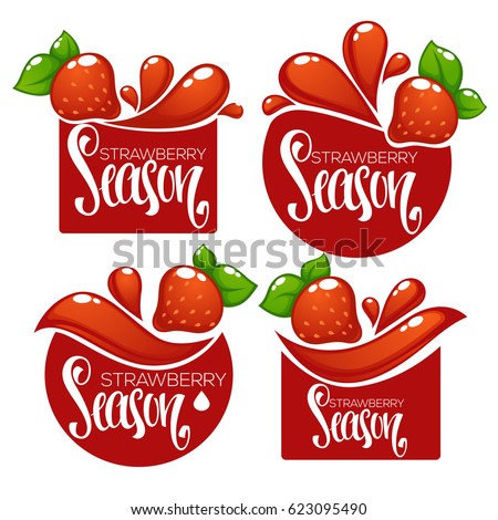 strawberry season, vector collection of juice stickers and berry symbols for your text