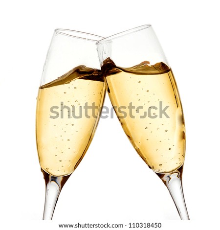 Two elegant champagne glasses