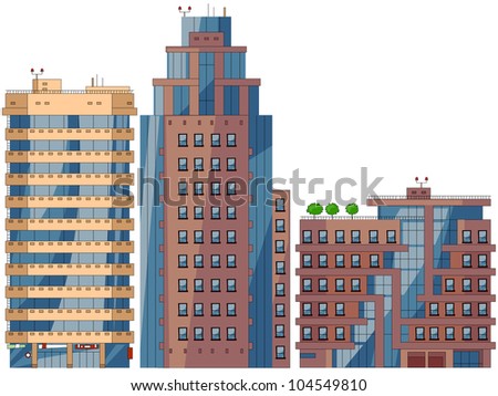 Modern Cartoon Buildings Set 6 Stock Vector 104549810 - Shutterstock