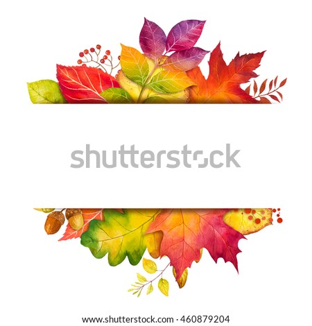 Autumn leaf frame. Watercolor illustration.