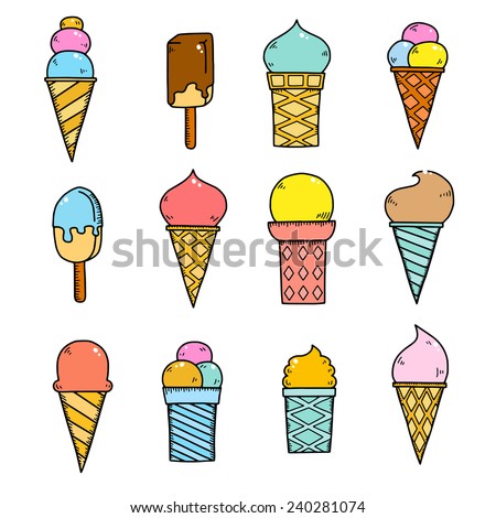 Set Vector Illustrations Ice Cream Chocolate Stock Vector 460325509