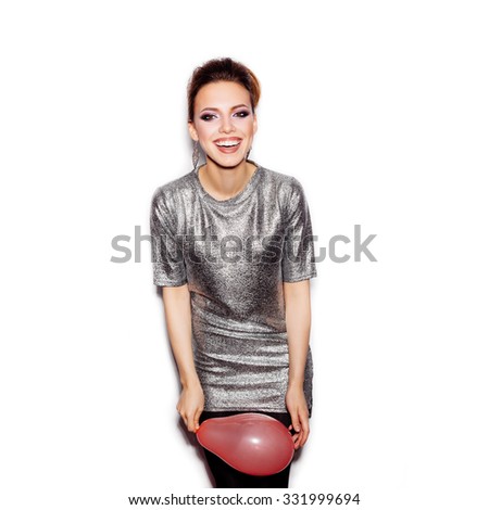 https://thumb1.shutterstock.com/display_pic_with_logo/719740/331999694/stock-photo-young-happy-woman-wearing-silver-dress-and-holding-pink-balloon-on-white-background-not-isolated-331999694.jpg