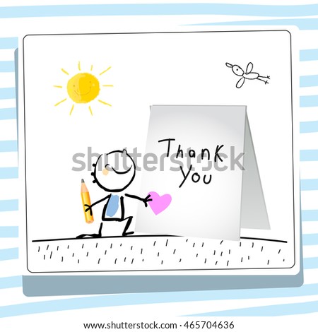 Kids Thank You Card Vector Illustration Stock Vector 465704636 ...