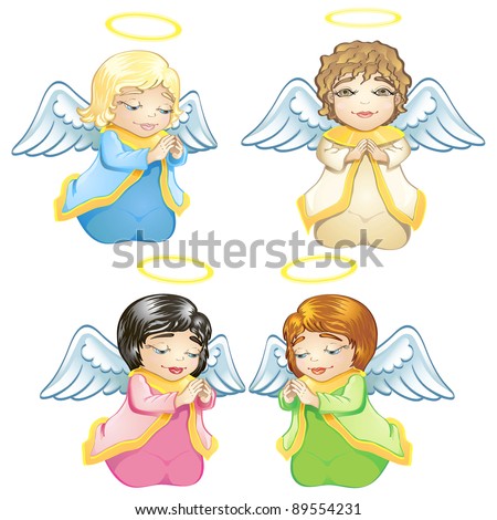 Vector Illustration Cute Christmas Angel Character Stock Vector ...