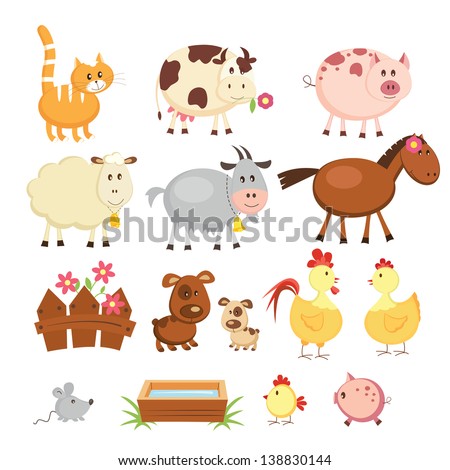 Animals Farm Stock Vector 107088824 - Shutterstock