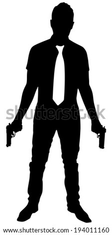 Man Two Guns Vector Stock Vector (Royalty Free) 194011160 - Shutterstock