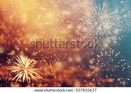 Fireworks at New Year and copy space - abstract holiday background