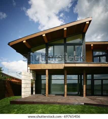Stylish Design House Big Glass Windows Stock Photo 69765406 ... Stylish Design House Big Glass Windows Stock Photo 69765406 ...
