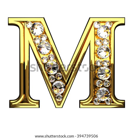 m isolated golden letters diamonds on stock illustration 394739506 golden letter m