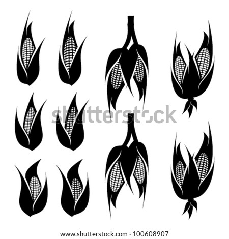 corn cob icon set