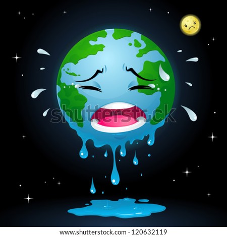 Crying Earth Illustration Global Warming Theme Stock 