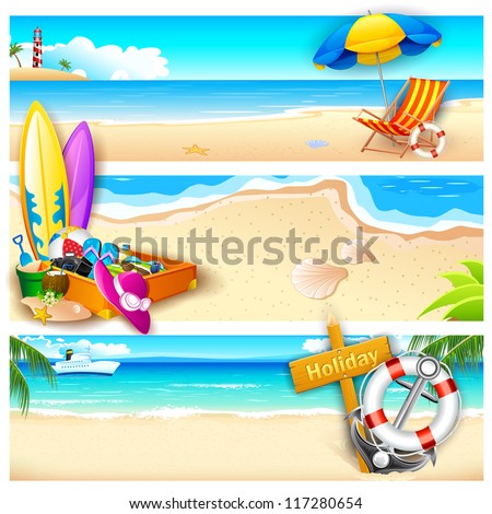 illustration of template for holiday on sea beach