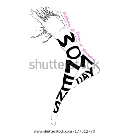 illustration of Happy Women's Day typography concept