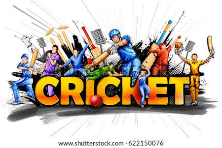 Illustration Batsman Bowler Playing Cricket Championship ...