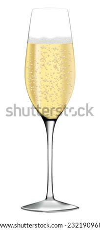 Glass of champagne or sparkling wine - vector drawing isolated