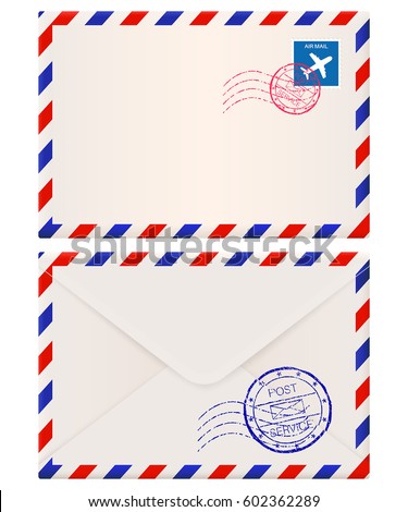 Envelope International Air Mail Red Blue Stock Vector 602362289 ...