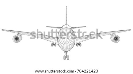 Airplane Wireframe Style Eps 10 Vector Stock Vector 704221423 ...