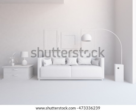 White Room Furniture Living Room Interior Stock Illustration ... White Room Furniture Living Room Interior Stock Illustration ...