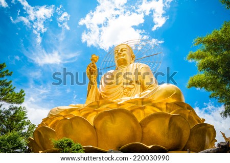 Big Golden Buddha with Lotus Flower at Da Lat, Vietnam