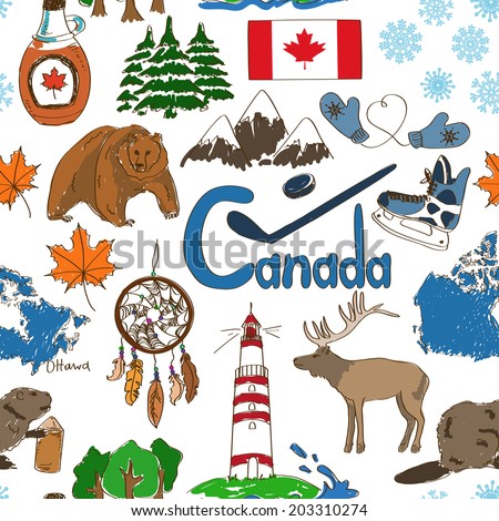 Sketch Collection Canadian Symbols Heart Shape Stock Vector 250741891 ...